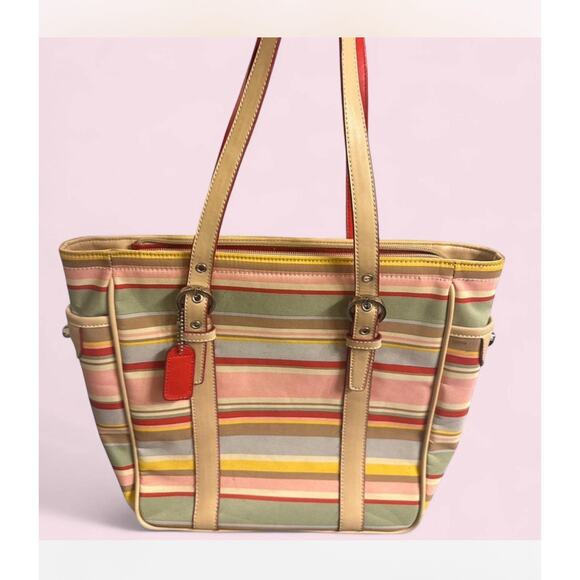 Coach Multi-Stripe Canvas Tote (Style No. N1440) - Picture 1 of 4
